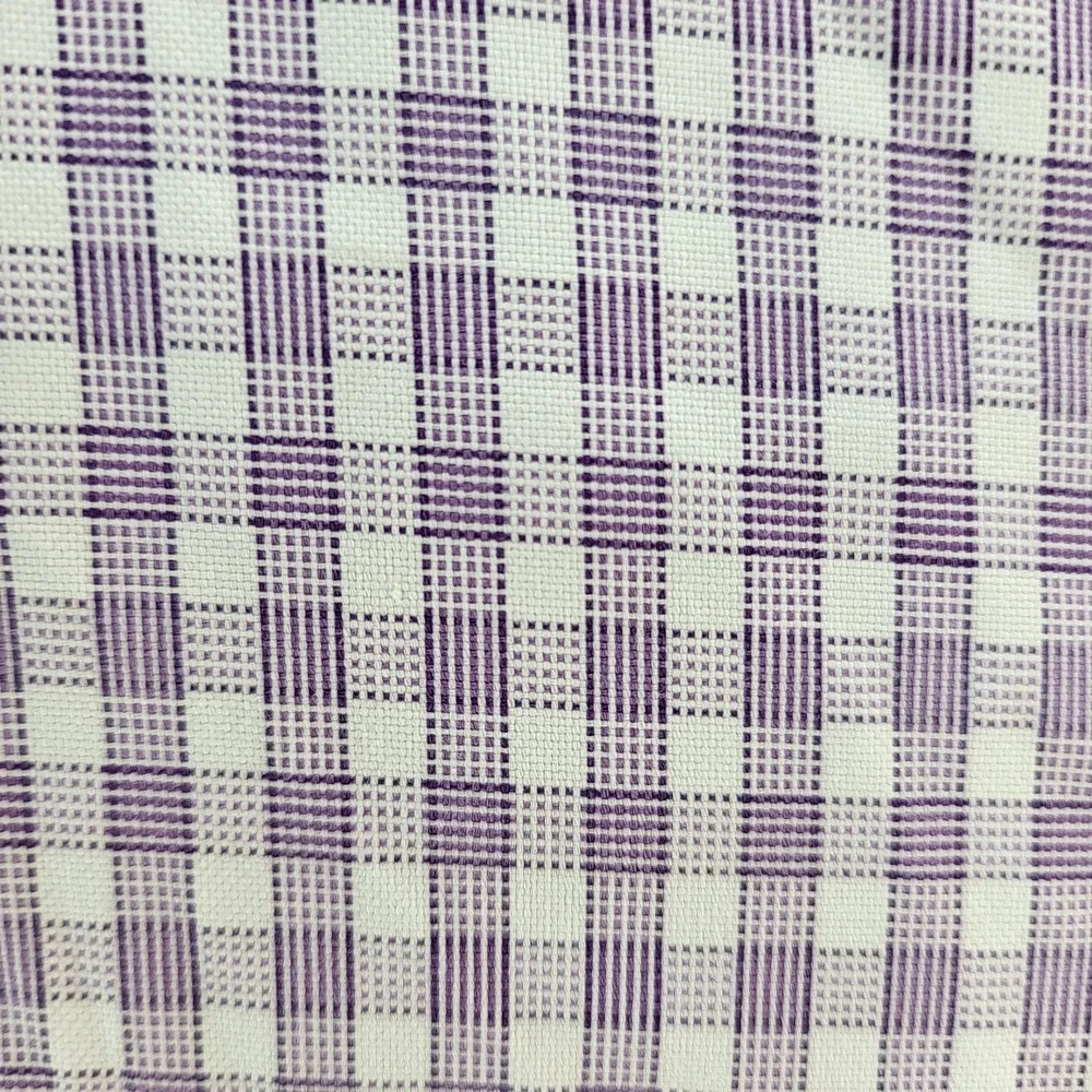 David Donahue Shirt Mens 16 34/35 Purple‎ White Check Long Sleeve Button Front